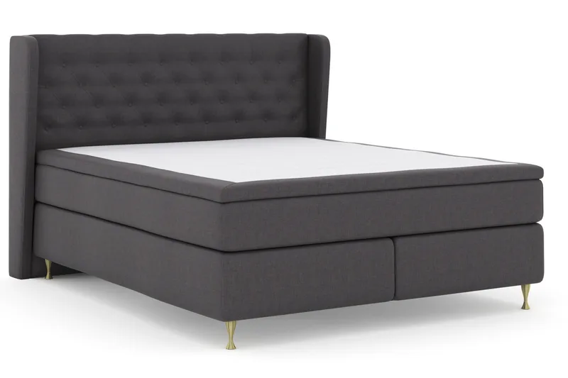 Select No 4 Komplett Sängpaket 160x200 Fast - Mörkgrå/Guld - Products - Möbler - Säng - Kontinentalsäng