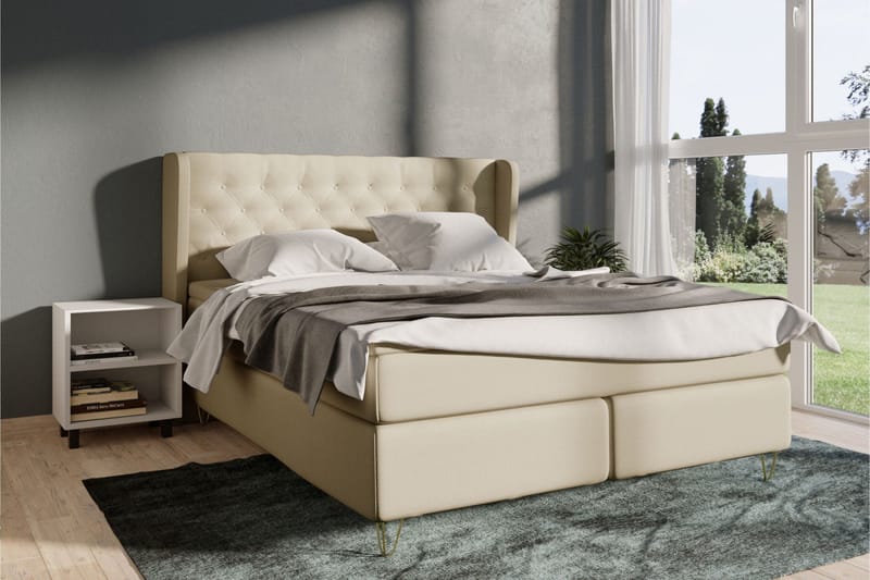 Select No 4 Komplett Sängpaket 180x200 Fast - Beige/Metall V-form - Products - Möbler - Säng - Kontinentalsäng