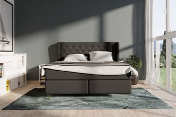 Select No 4 Komplett Sängpaket 180x200 Fast/Medium - Mörkgrå/Metall V-form - Products - Möbler - Säng - Kontinentalsäng