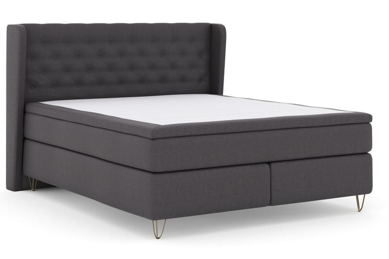 Select No 5 Komplett Sängpaket 160x200 Fast/Medium Watergel - Mörkgrå/Metall V-form - Products - Möbler - Säng - Kontinentalsäng