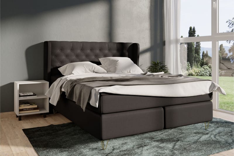 Select No 5 Komplett Sängpaket 160x200 Fast/Medium Watergel - Mörkgrå/Metall V-form - Products - Möbler - Säng - Kontinentalsäng