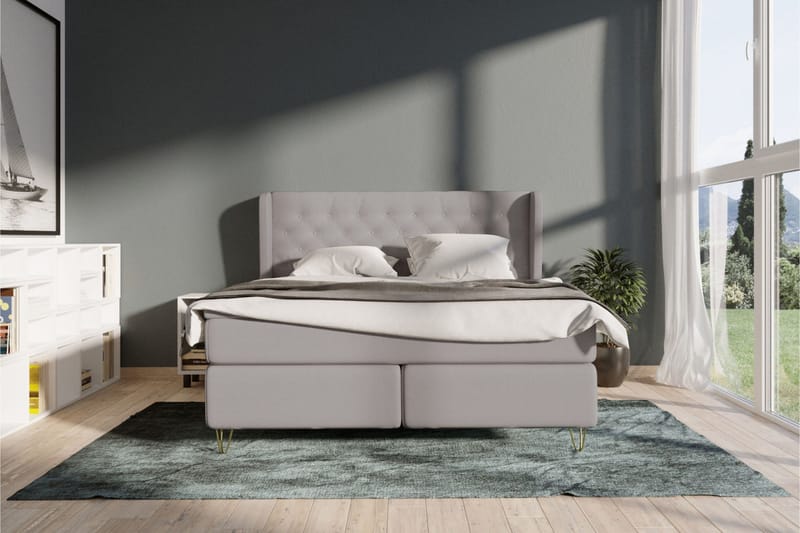 Select No 5 Komplett Sängpaket 210x210 Fast Latex - Ljusgrå/Metall V-form - Products - Möbler - Säng - Kontinentalsäng