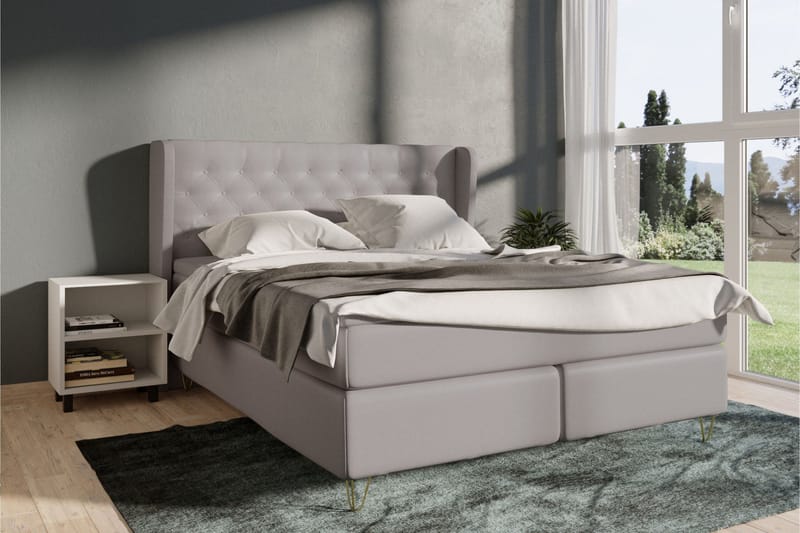 Select No 5 Komplett Sängpaket 210x210 Fast Latex - Ljusgrå/Metall V-form - Products - Möbler - Säng - Kontinentalsäng