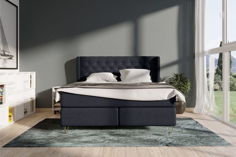 Select No 5 Komplett Sängpaket 210x210 Fast/Medium Watergel - Blå/Metall V-form - Products - Möbler - Säng - Kontinentalsäng