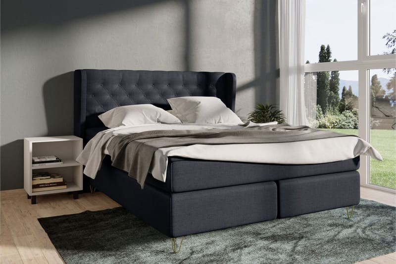 Select No 5 Komplett Sängpaket 210x210 Fast/Medium Watergel - Blå/Metall V-form - Products - Möbler - Säng - Kontinentalsäng