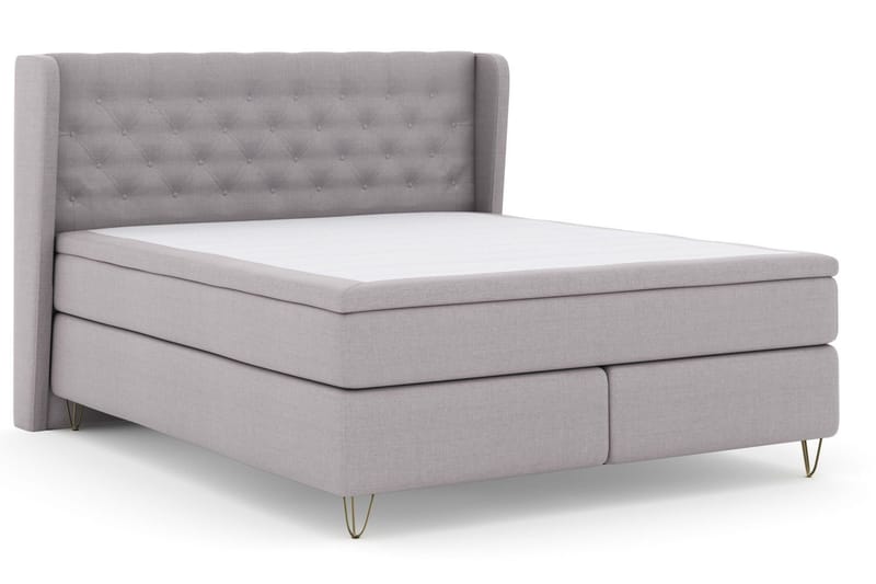 Select No 5 Komplett Sängpaket 210x210 Fast/Medium Watergel - Ljusgrå/Metall V-form - Products - Möbler - Säng - Kontinentalsäng