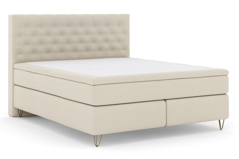 Select No 5 Kontinentalsäng 210x210 Fast/Medium Watergel - Beige/Metall V-Form - Products - Möbler - Säng - Kontinentalsäng