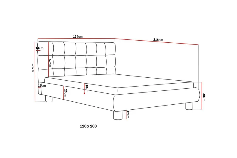 Teddy Komplett Sängpaket Sängram med Madrass 120x200 cm - Svart - Products - Möbler - Säng - Komplett sängpaket