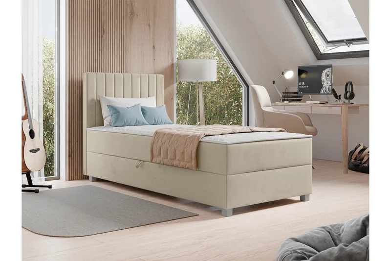 Veyran Sängpaket Kontinentalsäng med Förvaring 90x200 cm - Beige - Products - Möbler - Säng - Komplett sängpaket