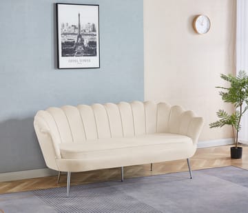 3-sits Soffa Kingsley i Sammet 180 cm - Offwhite - Products - Möbler - Soffa - 3 sits soffa