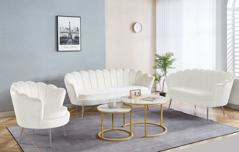 3-sits Soffa Kingsley i Sammet 180 cm - Offwhite - Products - Möbler - Soffa - 3 sits soffa