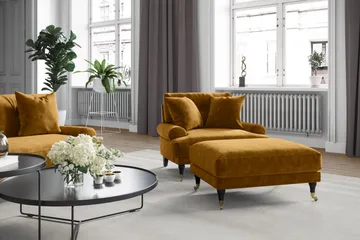 Andrew 2-sits Sammetssoffa - Mörkgul - Products - Möbler - Soffa - 2 sits soffa