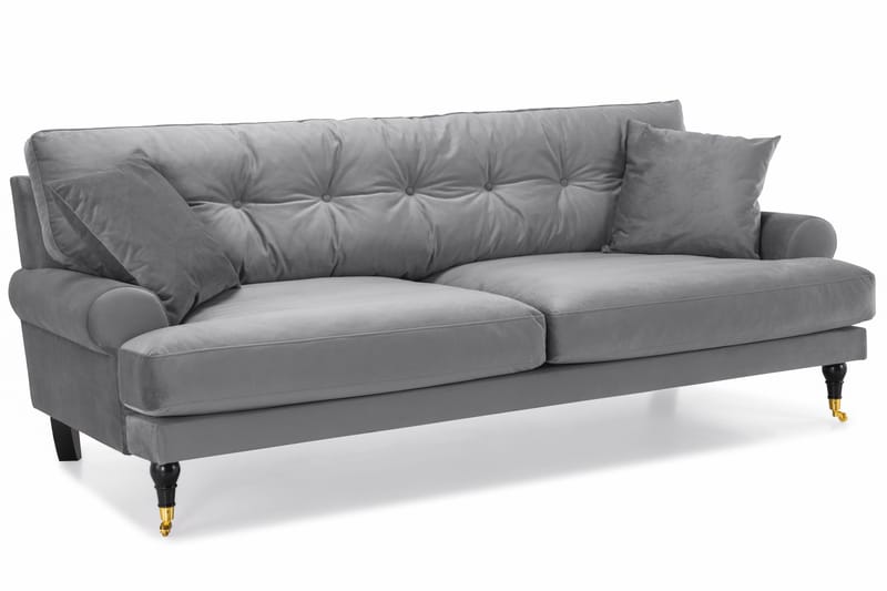 Andrew 3-sits Sammetssoffa - Ljusgrå - Products - Möbler - Soffa - 3 sits soffa
