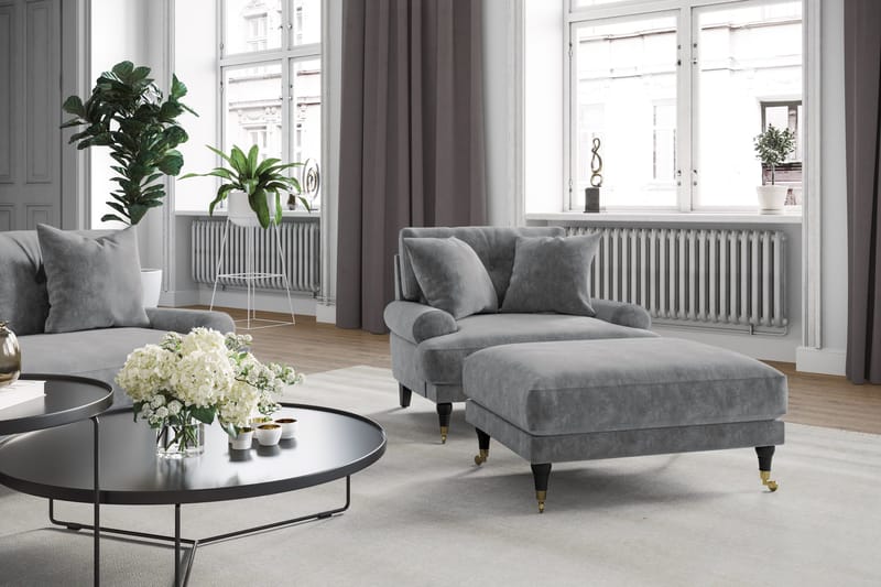 Andrew 3-sits Sammetssoffa - Ljusgrå - Products - Möbler - Soffa - 3 sits soffa