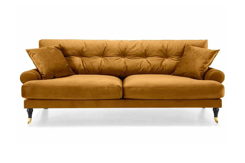 Andrew 3-sits Sammetssoffa - Mörkgul - Products - Möbler - Soffa - 3 sits soffa