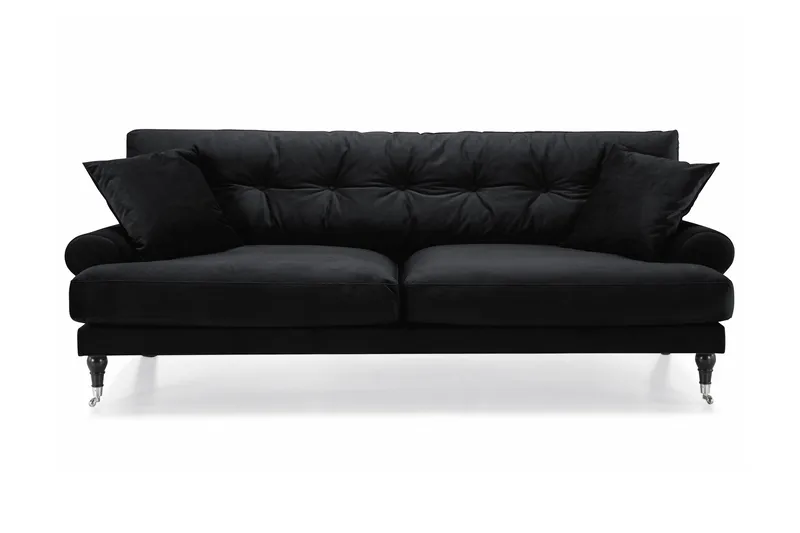 Andrew 3-sits Sammetssoffa - Svart - Products - Möbler - Soffa - 3 sits soffa