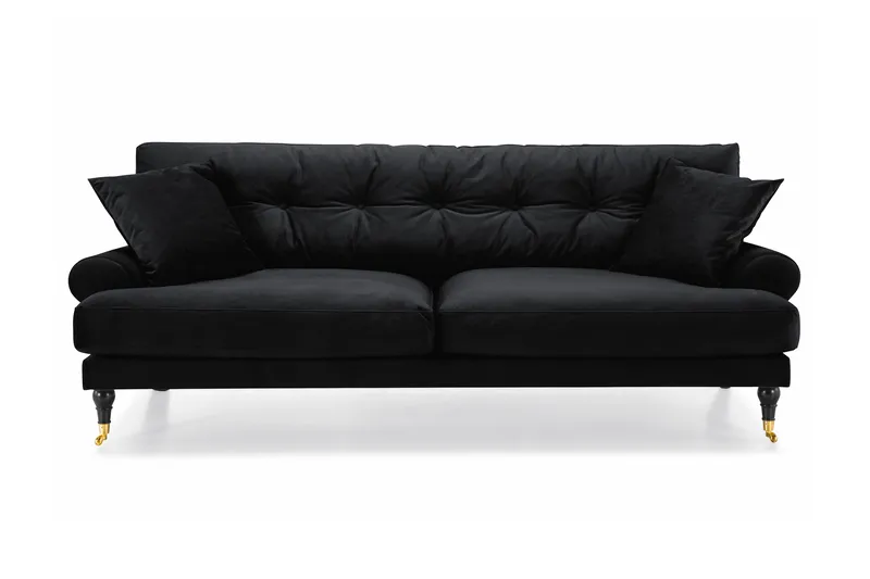 Andrew 3-sits Sammetssoffa - Svart - Products - Möbler - Soffa - 3 sits soffa