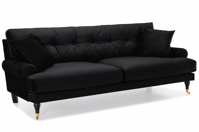 Andrew 3-sits Sammetssoffa - Svart - Products - Möbler - Soffa - 3 sits soffa