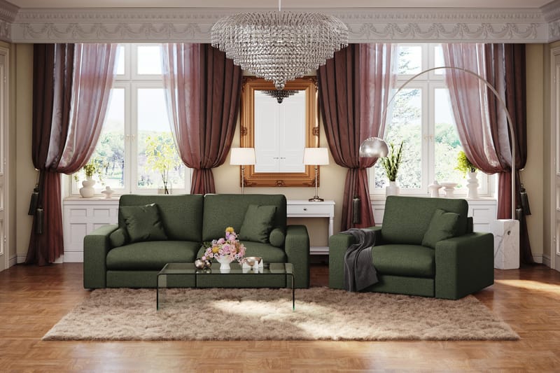 Arken Lyx 3-sits Djup Soffa i Tyg - Grön - Products - Möbler - Soffa - 3 sits soffa