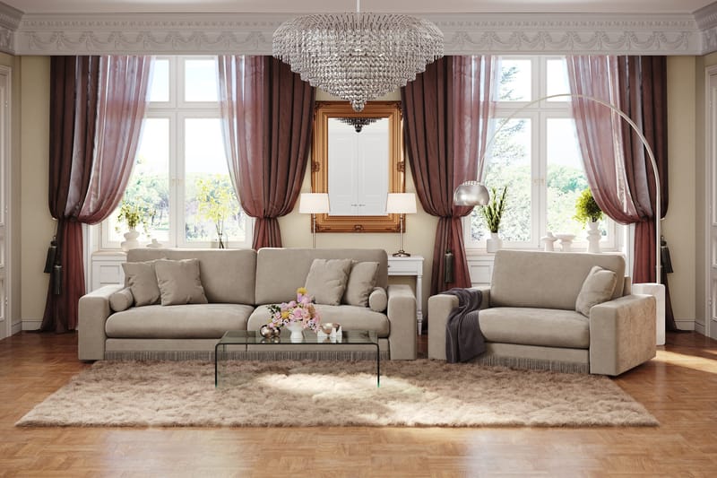 Arken Lyx 4-sits Djup Sammetssoffa - Beige - Products - Möbler - Soffa - Sammetssoffa