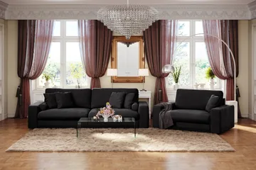 Arken Lyx 4-sits Djup Sammetssoffa - Svart - Products - Möbler - Soffa - Sammetssoffa