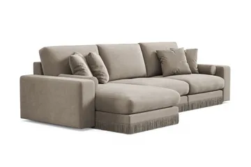 Arken Lyx 5-sits Vändbar L-formad Djup Divansoffa i Sammet - Beige - Products - Möbler - Soffa - Sammetssoffa