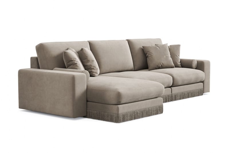 Arken Lyx 5-sits Vändbar L-formad Djup Divansoffa i Sammet - Beige - Products - Möbler - Soffa - Sammetssoffa