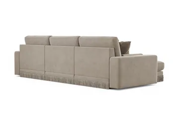 Arken Lyx 5-sits Vändbar L-formad Djup Divansoffa i Sammet - Beige - Products - Möbler - Soffa - Sammetssoffa