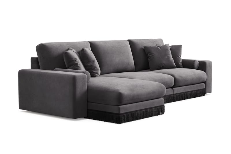 Arken Lyx 5-sits Vändbar L-formad Djup Divansoffa i Sammet - Mörkgrå - Products - Möbler - Soffa - Sammetssoffa