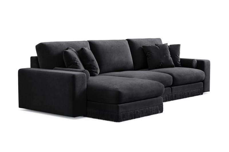 Arken Lyx 5-sits Vändbar L-formad Djup Divansoffa i Sammet - Svart - Products - Möbler - Soffa - Sammetssoffa