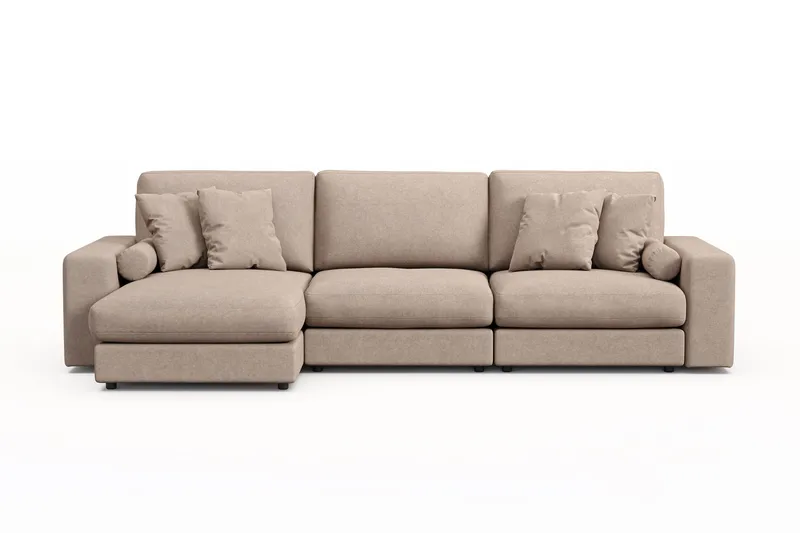 Arken Lyx 5-sits Vändbar L-formad Djup Divansoffa i Tyg, Beige