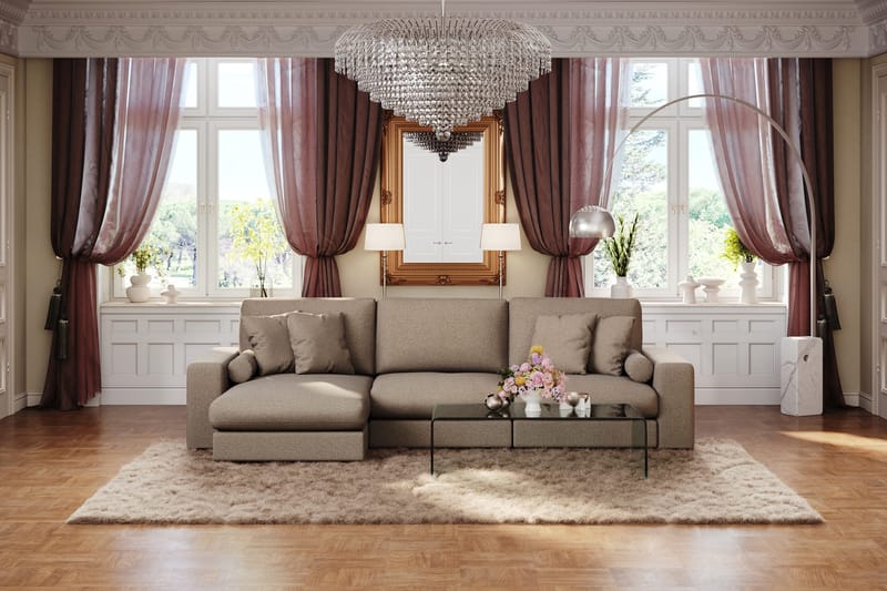 Arken Lyx 5-sits Vändbar L-formad Djup Divansoffa i Tyg - Brun - Products - Möbler - Soffa - Divansoffa & schäslongsoffa