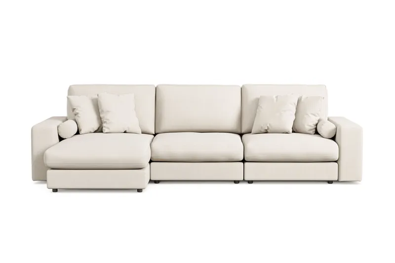 Arken Lyx 5-sits Vändbar L-formad Djup Divansoffa i Tyg, Ljusbeige