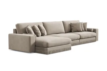 Arken Lyx 6-sits Vändbar L-formad Djup Divansoffa i Sammet - Beige - Products - Möbler - Soffa - Sammetssoffa