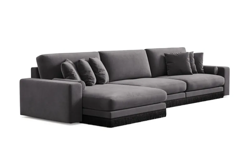 Arken Lyx 6-sits Vändbar L-formad Djup Divansoffa i Sammet - Mörkgrå - Products - Möbler - Soffa - Sammetssoffa