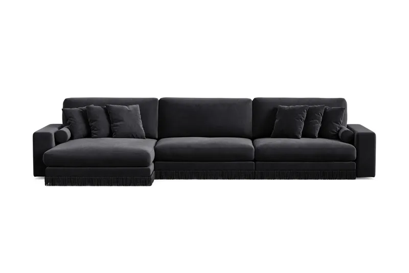Arken Lyx 6-sits Vändbar L-formad Djup Divansoffa i Sammet - Svart - Products - Möbler - Soffa - Sammetssoffa