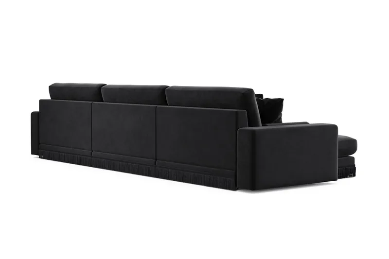 Arken Lyx 6-sits Vändbar L-formad Djup Divansoffa i Sammet - Svart - Products - Möbler - Soffa - Sammetssoffa