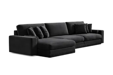 Arken Lyx 6-sits Vändbar L-formad Djup Divansoffa i Sammet - Svart - Products - Möbler - Soffa - Sammetssoffa