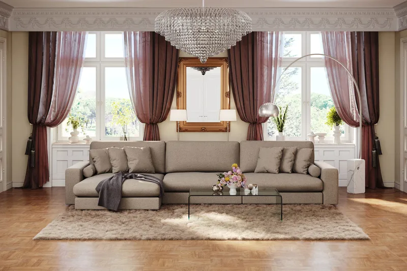 Arken Lyx 6-sits Vändbar L-formad Djup Divansoffa i Tyg - Brun - Products - Möbler - Soffa - Divansoffa & schäslongsoffa