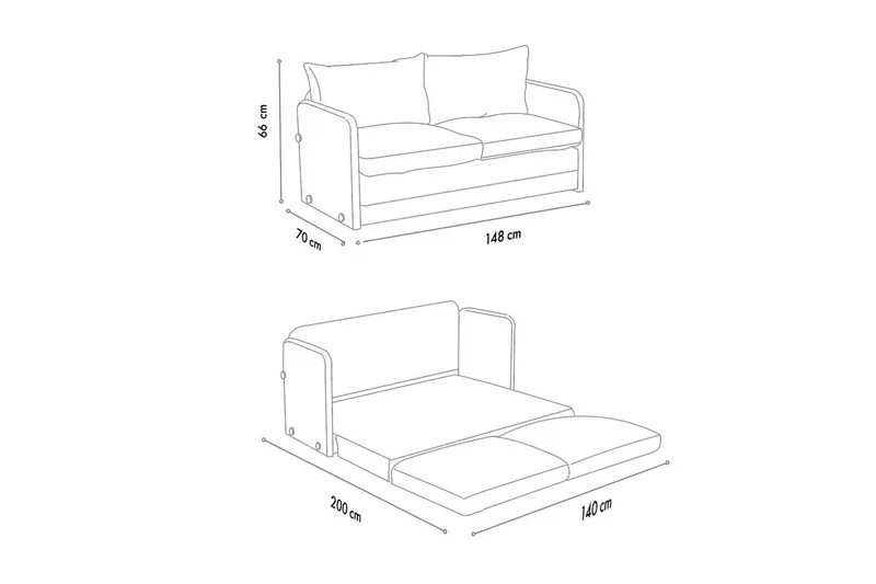 2-sits bäddsoffa Rubby (148 x 70 x 66 cm) Grön - Grön - Products - Möbler - Soffa - Bäddsoffa - 2 sits bäddsoffa
