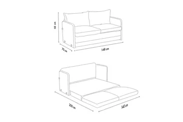 2-sits bäddsoffa Rubby (148 x 70 x 66 cm) Mörkgrå - Mörkgrå - Products - Möbler - Soffa - Bäddsoffa - 2 sits bäddsoffa