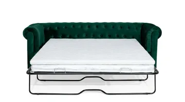Chesterfield Lyx 3-sits Framåtbäddad Bäddsoffa med HVILA Bäddmadrass 140x200 cm Latex med Tvättbar klädsel - Grön - Products - Möbler - Soffa - Bäddsoffa - 3 sits bäddsoffa