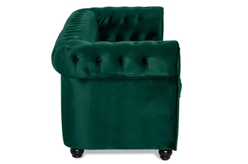 Chesterfield Lyx 3-sits Framåtbäddad Bäddsoffa med HVILA Bäddmadrass 140x200 cm Memoryskum med Tvättbar klädsel - Grön - Products - Möbler - Soffa - Bäddsoffa - 3 sits bäddsoffa