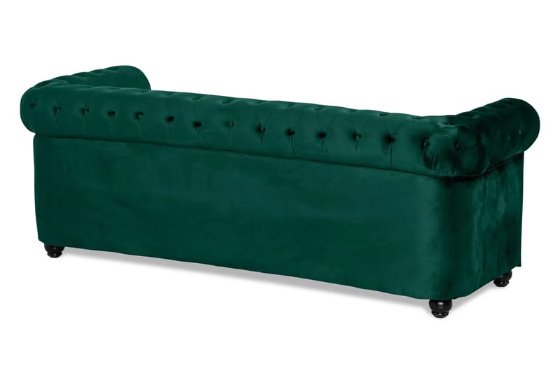 Chesterfield Lyx 3-sits Framåtbäddad Bäddsoffa med HVILA Bäddmadrass 140x200 cm Memoryskum med Tvättbar klädsel - Grön - Products - Möbler - Soffa - Bäddsoffa - 3 sits bäddsoffa