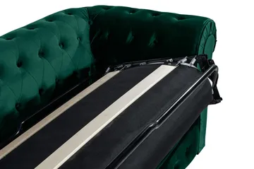 Chesterfield Lyx 3-sits Framåtbäddad Bäddsoffa med HVILA Bäddmadrass 140x200 cm Memoryskum med Tvättbar klädsel - Grön - Products - Möbler - Soffa - Bäddsoffa - 3 sits bäddsoffa