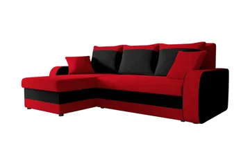 Alvared 3-sits Hörnbäddsoffa Universal - Röd/Grå - Products - Möbler - Soffa - Bäddsoffa - Bäddsoffa divan