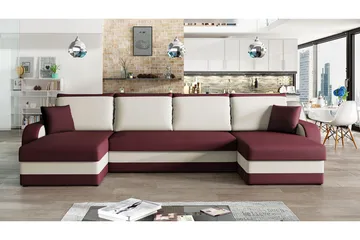 Alvared 4-sits Bäddsoffa med Dubbeldivan med Förvaring - Röd - Products - Möbler - Soffa - Bäddsoffa - U bäddsoffa