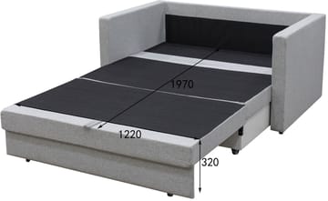Bäddsoffa 2-sits grå - Grå - Products - Möbler - Soffa - Bäddsoffa - Framåtbäddad bäddsoffa