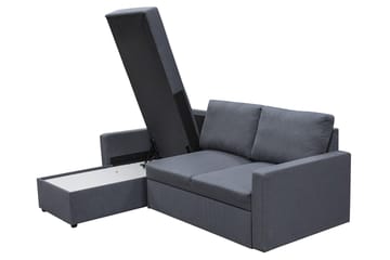 Bäddsoffa 220 cm bred mörkgrå med förvaring - Mörkgrå - Products - Möbler - Soffa - Bäddsoffa - Bäddsoffa divan