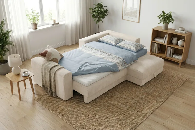 Bergen Extra djup 3-sits Bäddsoffa med Divan och Bäddmadrass i Polyesterskum och Tvättbar klädsel - Beige - Products - Möbler - Soffa - Bäddsoffa - Bäddsoffa divan